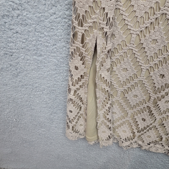 Chicos  crochet Tan Taupe Lace Maxi Sleeveless Dress One Womens Size 1 - Picture 7 of 12